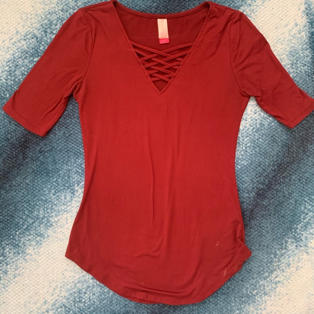 Maroon Semi Long Sleeve Shirt